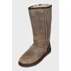 Brown fur-lined ugg boots