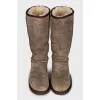 Brown fur-lined ugg boots