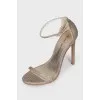 Golden textile sandals