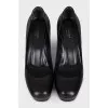 Leather platform heeled shoes