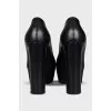 Leather platform heeled shoes