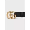 Leather belt with gold-colored buckle
