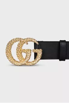 Ремінь із чорної шкіри GG Marmont