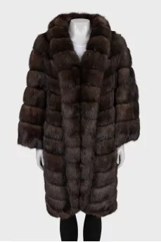 Straight-cut sable fur coat