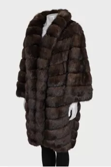 Straight-cut sable fur coat