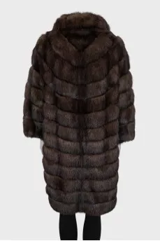 Straight-cut sable fur coat