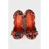 Orange printed ballet flats