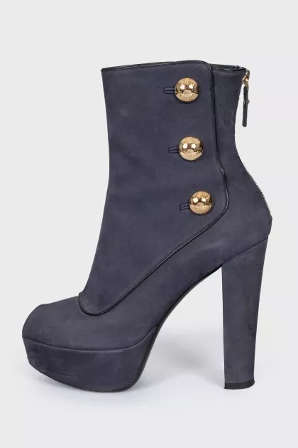 Suede open toe heeled ankle boots