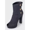 Suede open toe heeled ankle boots