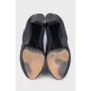 Suede open toe heeled ankle boots