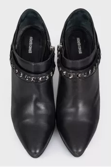 Leather ankle boots with metal heels