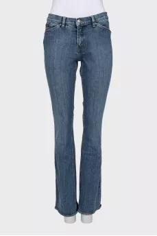 Blue low-rise flared jeans