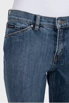 Blue low-rise flared jeans
