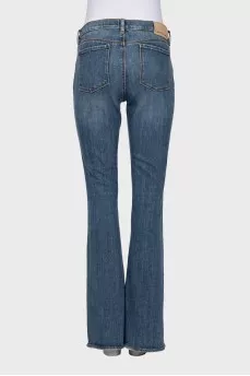 Blue low-rise flared jeans