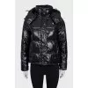 Glossy straight-cut down jacket
