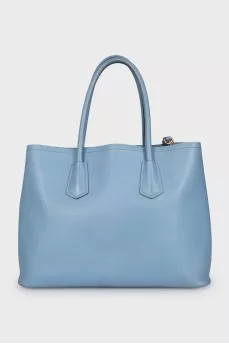 Light blue leather tote