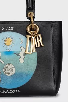 Кожаная сумка с принтом Lady Dior