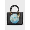 Шкіряна сумка з принтом Lady Dior