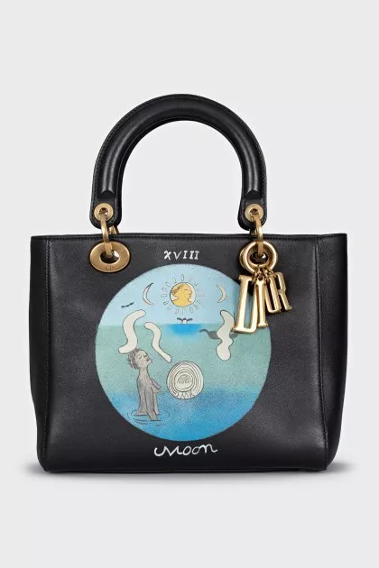 Шкіряна сумка з принтом Lady Dior
