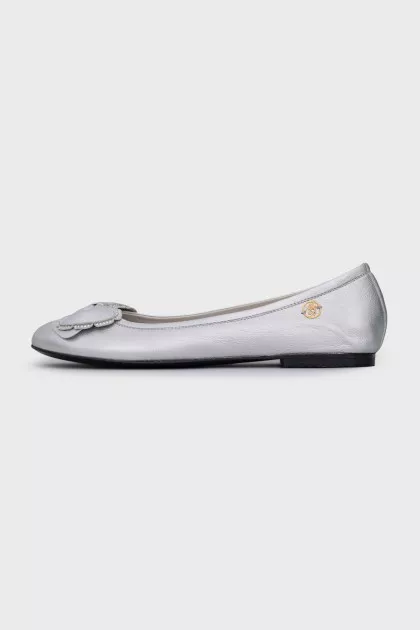 Silver ballet flats with bows