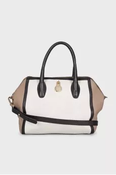 White leather bag with contrast trim
