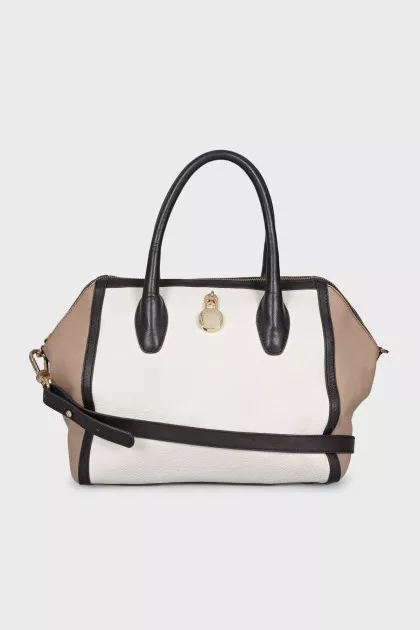 White leather bag with contrast trim