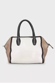 White leather bag with contrast trim