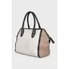 White leather bag with contrast trim