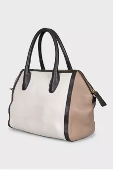 White leather bag with contrast trim