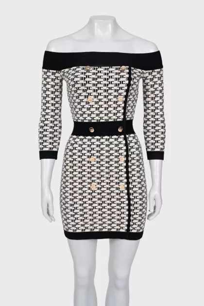 Black and white dress with signature print