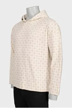 Men's beige hoodie with print