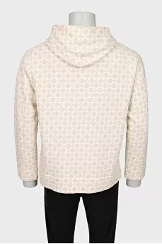 Men's beige hoodie with print
