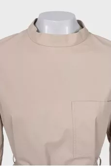 Beige blouse with belt