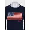 Blue jumper with signature print