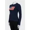 Blue jumper with signature print