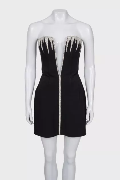 Sleeveless mini dress with rhinestones