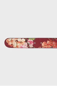 Red belt with floral print