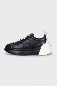 Black and white leather sneakers