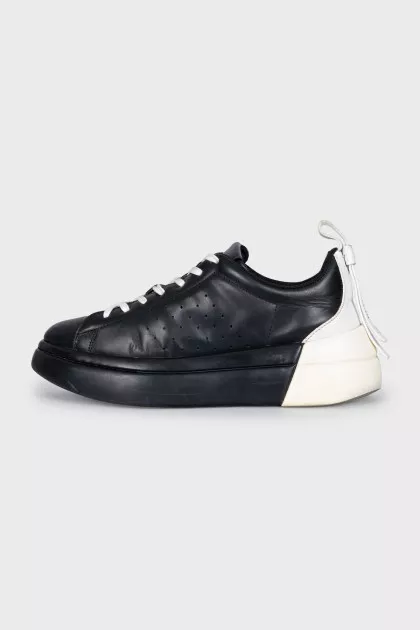 Black and white leather sneakers