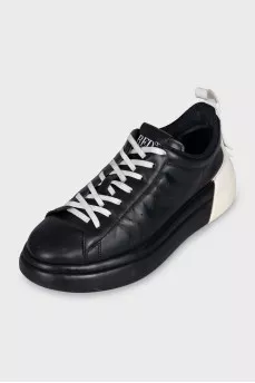 Black and white leather sneakers