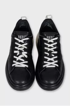 Black and white leather sneakers