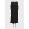Black denim skirt with a slit