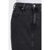 Black denim skirt with a slit