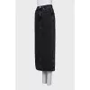 Black denim skirt with a slit
