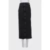 Black denim skirt with a slit