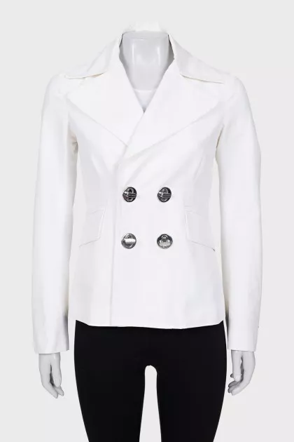 Double-breasted jacket with accent fastening