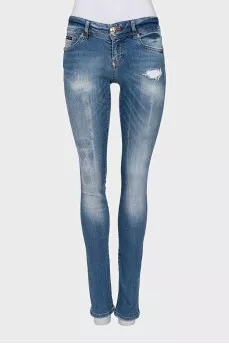 Джинсы slim fit синего цвета