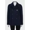 Cropped wool coat with buttons