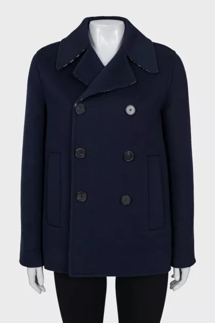 Cropped wool coat with buttons