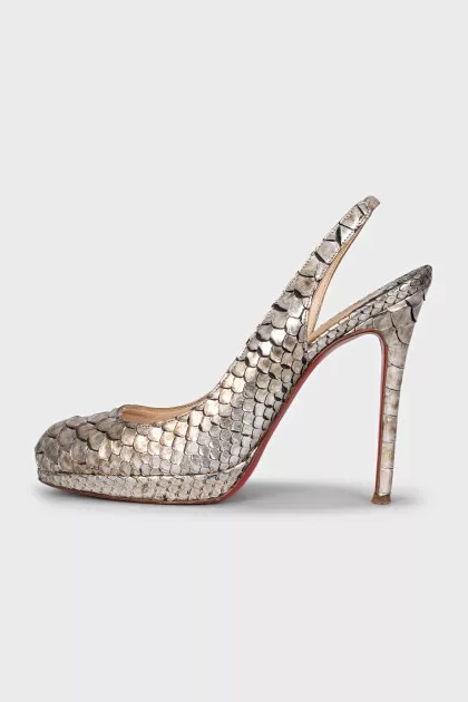 Snakeskin slingbacks